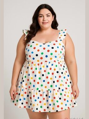 SHEIN NWT White Sundress with Multicolor Polka Dots